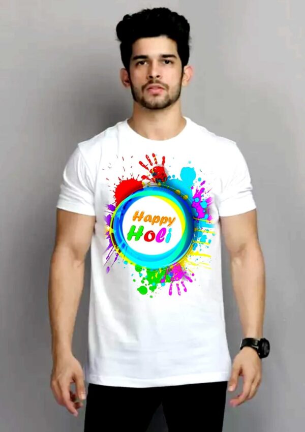 - Unisex Happy Holi White T Shirts